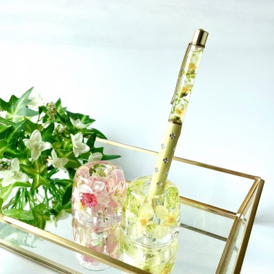 ハーバリウムペン立て2個セット(ピンク系、イエロー系)箱入り