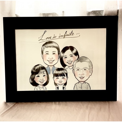 ファミリー似顔絵ー5人ー