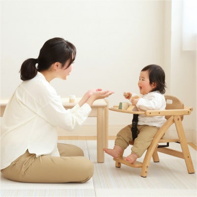 yamatoyaベビーチェア　アーチ木製ローチェア3　ホワイトウォッシュ