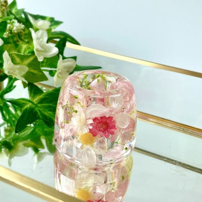 ハーバリウムペン立て2個セット(ピンク系、イエロー系)箱入り