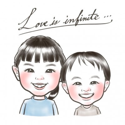 ファミリー似顔絵ー2人ー