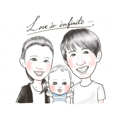 ファミリー似顔絵ー3人ー