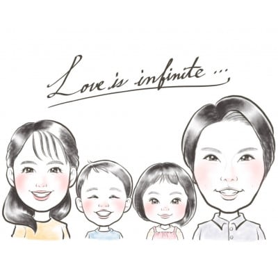 ファミリー似顔絵ー4人ー