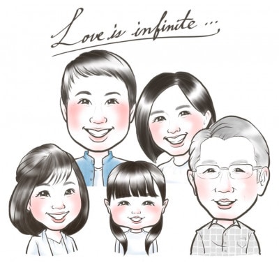 ファミリー似顔絵ー5人ー