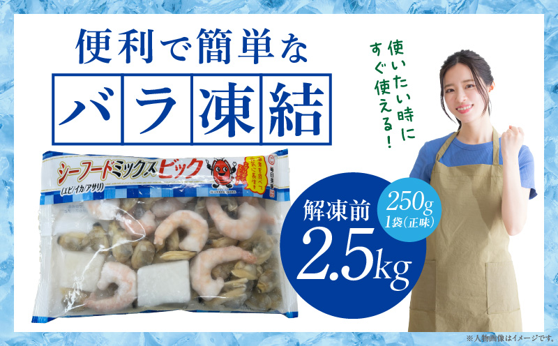 【訳アリ】大粒シーフードミックス　2.5kg(正味250g×8袋)《配達不可エリア：北海道・沖縄・離島》・K317