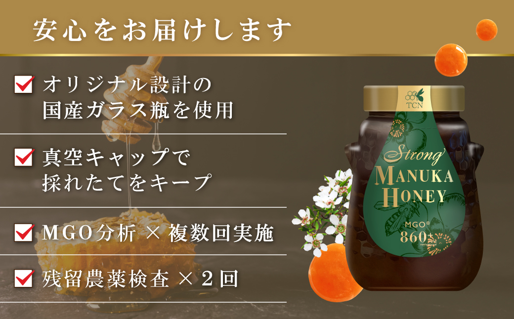 【定期便全12回】マヌカハニー MGO860+ 500g ストロングマヌカハニー・T146