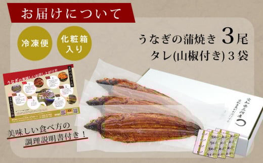 三河産うなぎ「蒲焼冷凍×3尾(350g～370g)」≪冷凍≫  西尾市 国産うなぎ 蒲焼き 鰻 ウナギ たれ付き 山椒付き 惣菜 愛知養魚 海鮮 愛知県 丑の日 土用の丑の日・A084-21