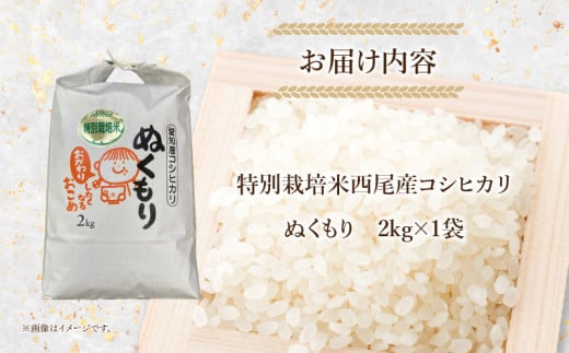 【令和7年産】特別栽培米西尾産コシヒカリ《ぬくもり》【2kg/袋×1袋】・D023-11