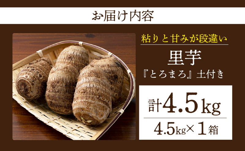 【粘りと甘みが段違い】里芋『とろまろ』土付き・4.5kg 1箱・H059