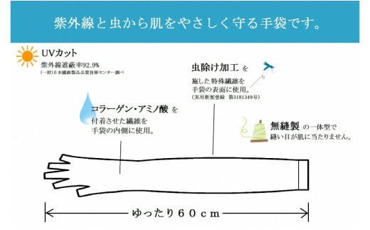 手のマスク　肌にやさしいUVカット手袋　ロング丈1双・I018-10