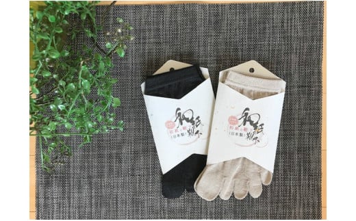 和紙の５本指靴下　婦人用　２足セット・I008-13