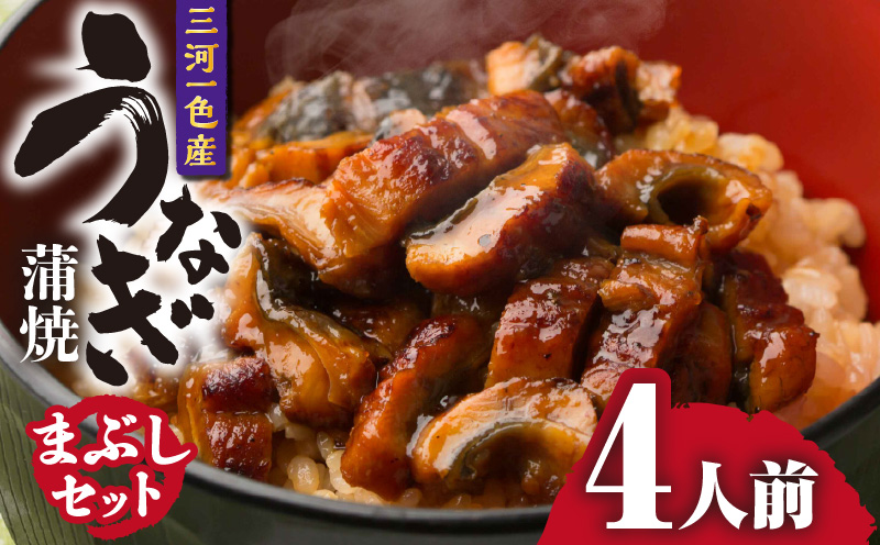 三河一色産　うなぎ蒲焼まぶしセット4人前・O064