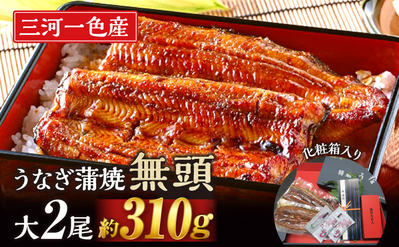 三河一色産　うなぎ蒲焼　大サイズ2尾　無頭（1尾約155ｇ）　国産　M044-19 うなぎ 三河 愛知 一色 日本産 鰻 蒲焼き うなぎ蒲焼 鰻蒲焼き うな丼 うな重