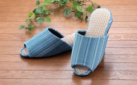 【素足で履きたくなるさわやかさ】三河木綿スリッパ_Lサイズ【G0241】 L
