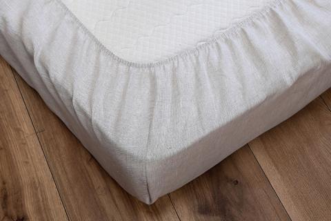 【熱帯夜でもぐっすり】リネンガーゼボックスシーツ（亜麻色）ダブルサイズ_【G0455】