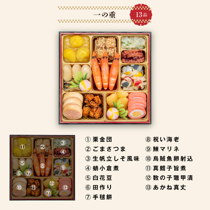 千賀屋謹製 2026年 迎春おせち料理「おもいやり」和風三段重 3人前 全38品　冷蔵_12月31日配送【G0176】 12月31日配送