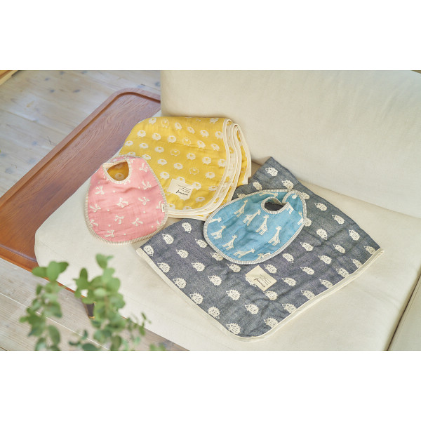 ふわら　ガーゼケット・スタイセット_化粧箱入：ネイビー【G0618】_1666776 ネイビー 化粧箱入