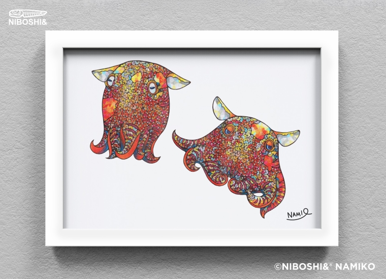 竹島水族館 NAMIKO 生物絵画の複製画_【G0729】