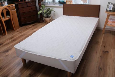 【涼しくてぐっすり！】リネンガーゼ綿わた敷パッド（亜麻色）ダブルサイズ_【G0459】