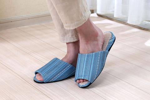 【素足で履きたくなるさわやかさ】三河木綿スリッパ_Mサイズ【G0241】 M