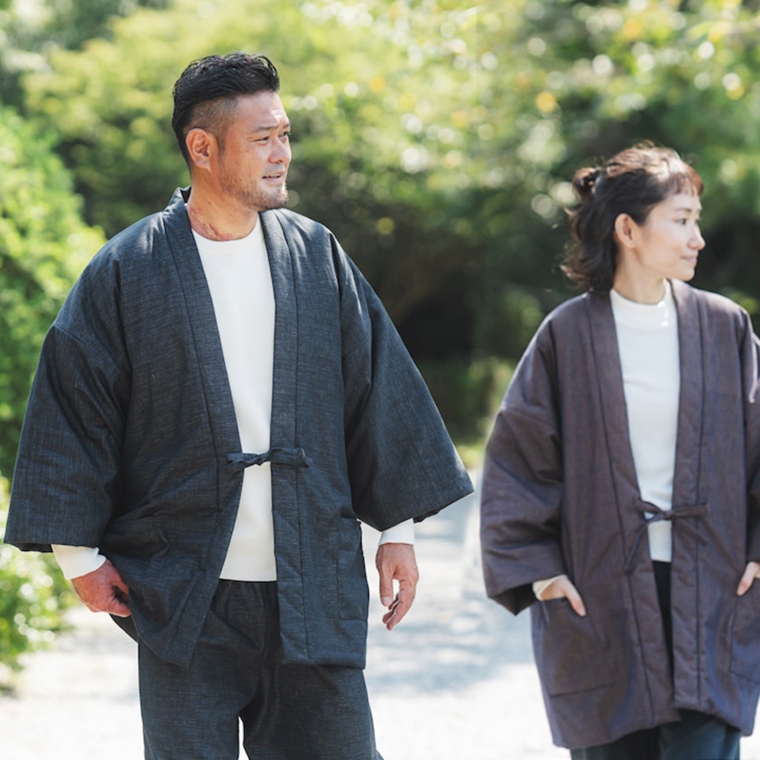 三河木綿　半纏_M / ブラック【G0675】 ブラック M