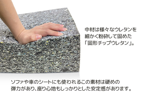 極厚 ウレタン クッション 合皮レザー 座布団_ブラック【G0472】 ブラック
