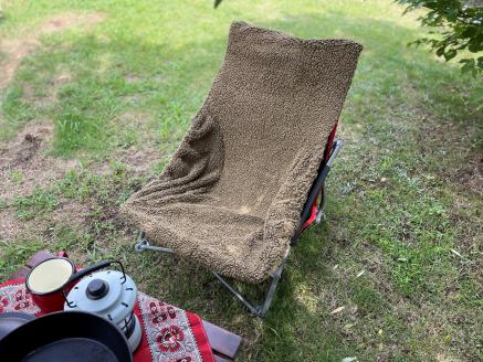 赤外線を吸収して暖かくなる難燃ボアのチェアカバーLサイズ_カーキー【G0511】 カーキー L