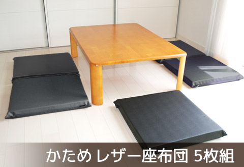 座布団 合皮レザー 5枚組 固形チップウレタン入り_ブラック【G0476】 ブラック