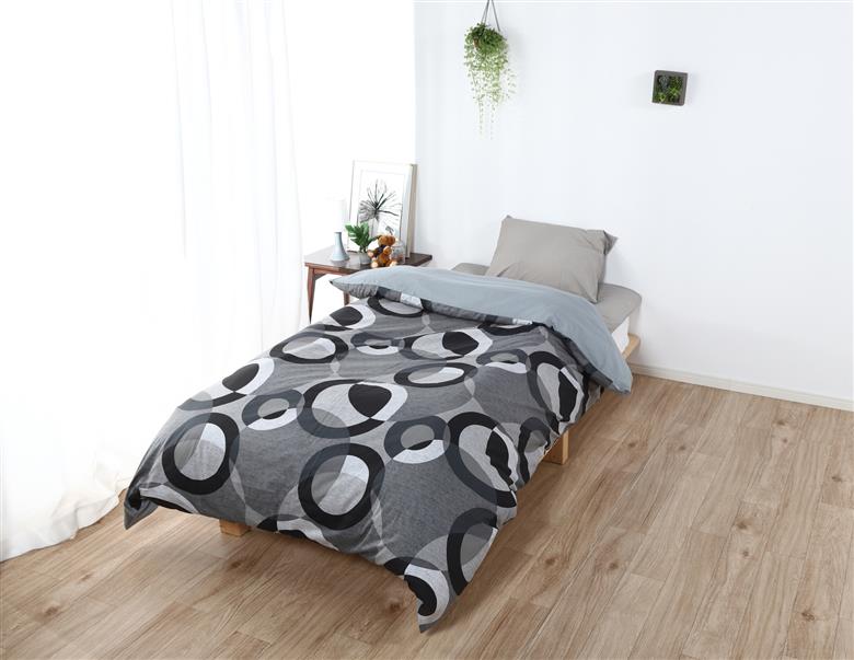 三河産　綿100％　高級130本ガーゼ掛けふとんカバー_リンググレー【G0580】 リンググレー