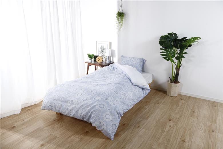 三河産　綿100％　120本ガーゼ肌掛けふとんカバー_レイスブルー【G0581】 レイスブルー