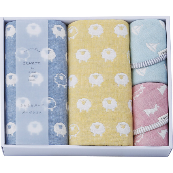 ふわら　六重織フェイスタオル・タオルハンカチセット_化粧箱入【G0605】_1404201 化粧箱入