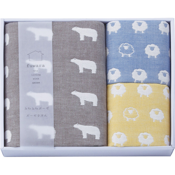 ふわら　六重織バスタオル・フェイスタオルセット_化粧箱入【G0607】_1404285 化粧箱入