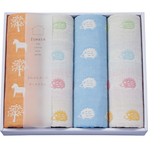 ふわら　四重織フェイスタオル４枚セット_化粧箱入【G0614】_1633225 化粧箱入