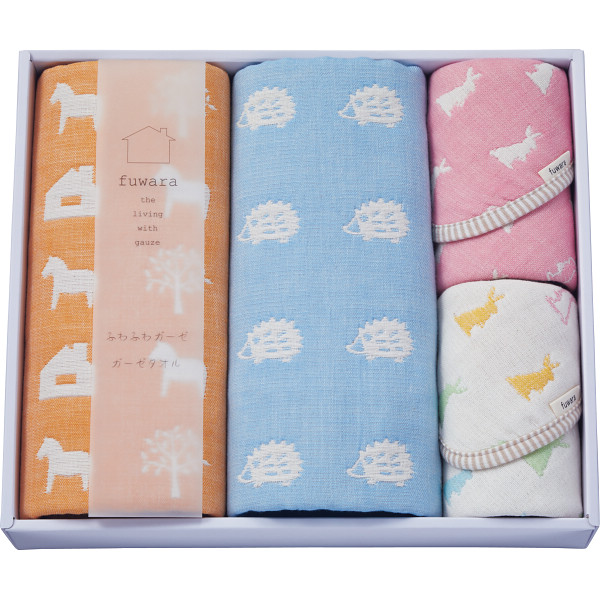 ふわら　四重織フェイスタオル・六重織タオルハンカチセット_化粧箱入【G0615】_1633226 化粧箱入