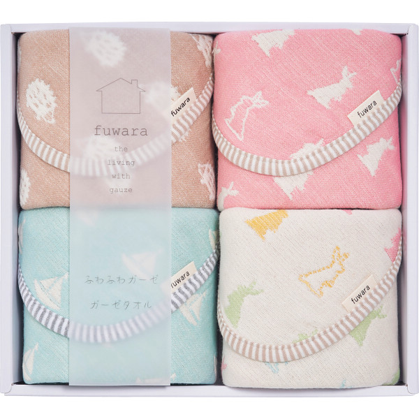 ふわら　ガーゼハンカチ４枚セット_化粧箱入【G0617】_1666775 化粧箱入