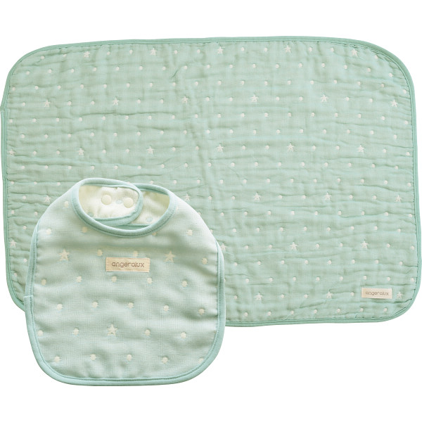 アンジェロラックス　６重ガーゼ スタイ＆ガーゼケットＳセット_袋入：ミントブルー【G0622】_1665665 袋入：ミントブルー