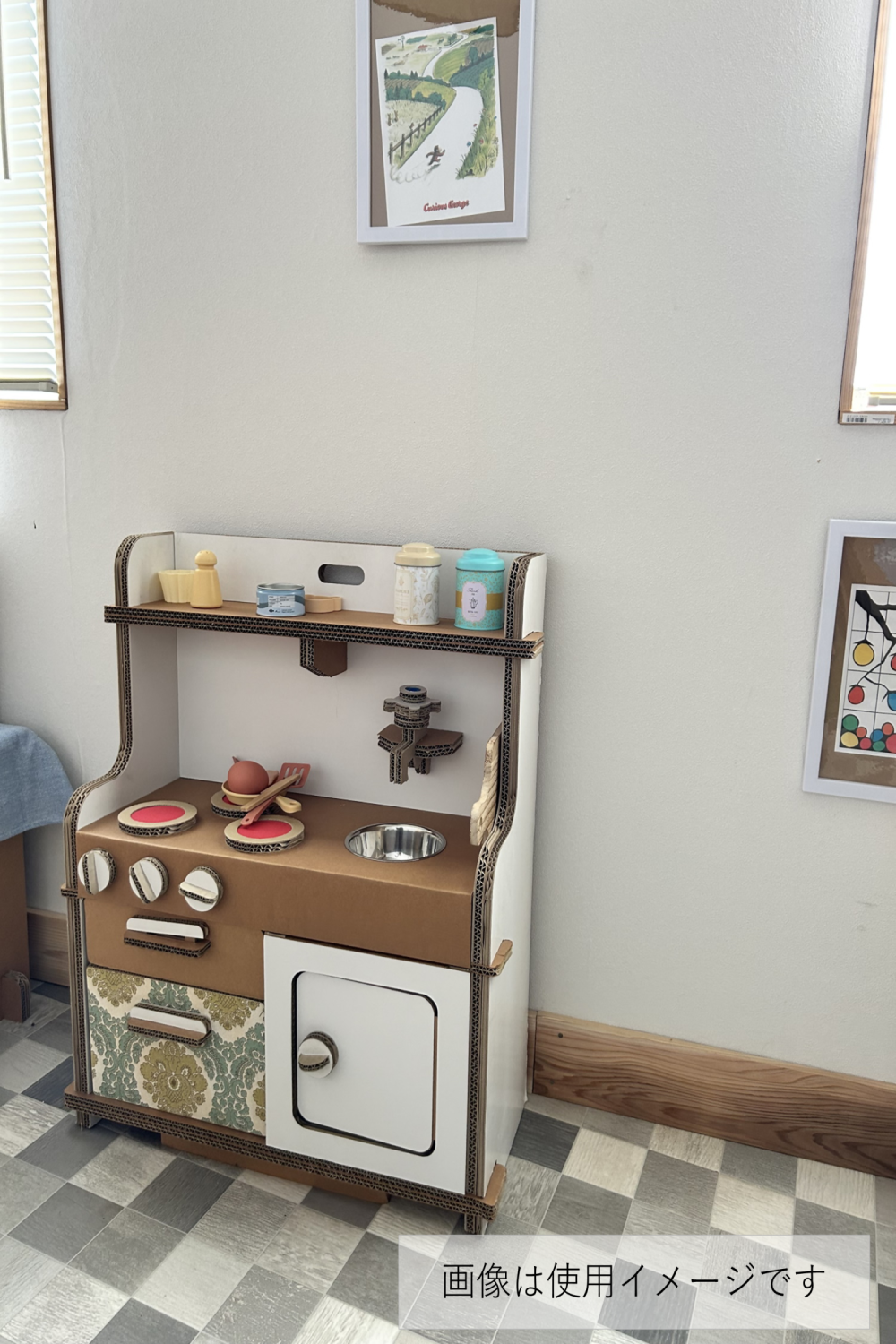 【ダンボール家具・トイ】ダンボールキッチン｜キッチン おままごと おもちゃ 子ども 遊具 遊び 室内遊び かわいい
