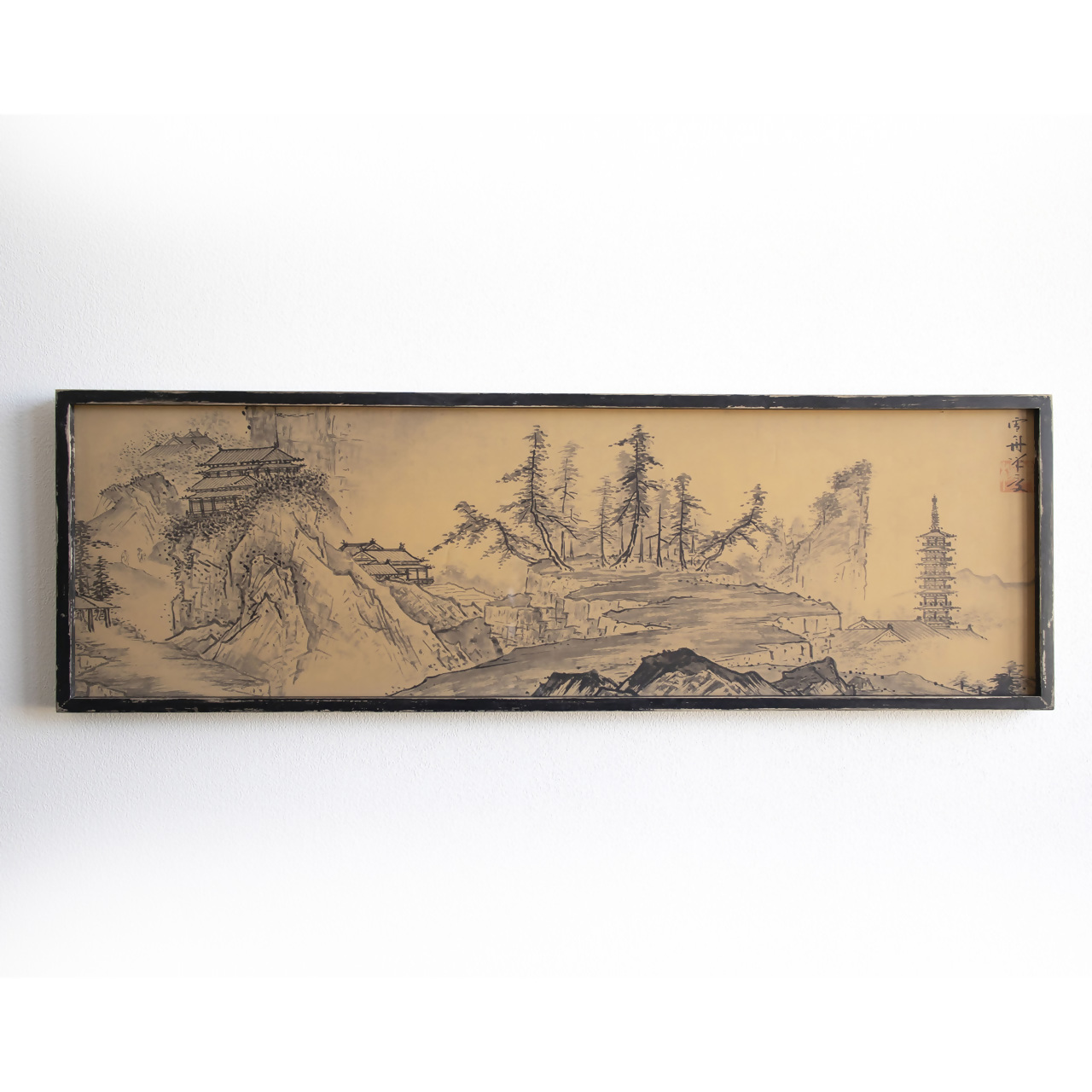 雪舟「山水長巻図　初秋の図」 木製フレーム｜絵画 インテリア アート 葛飾北斎 富嶽三十六景 神奈川県沖 壁掛け スタンド フィルム 光に透けるアート 複製画 MOSHA-PRO MOSHA-COLLE