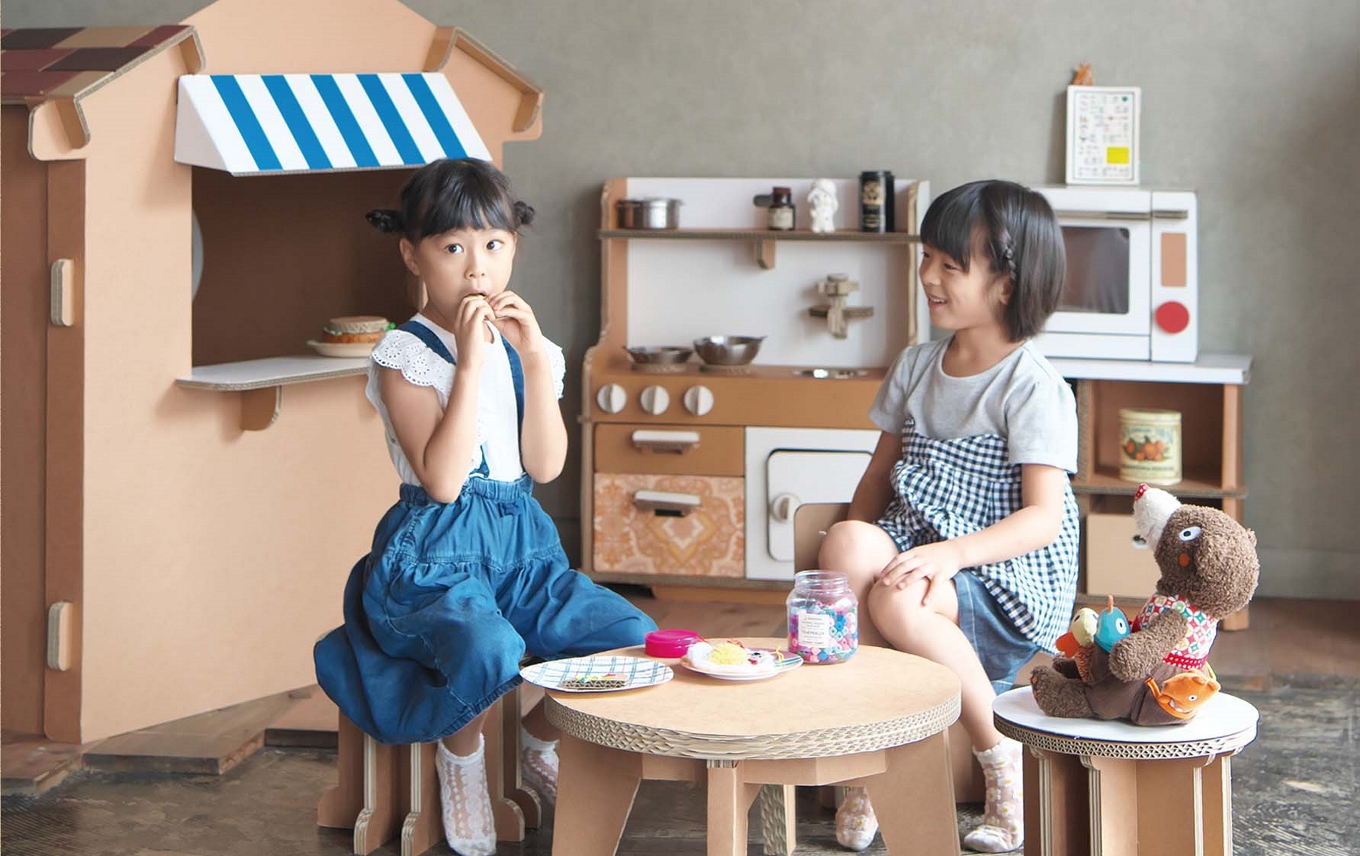 【ダンボール家具・トイ】ダンボールキッチン｜キッチン おままごと おもちゃ 子ども 遊具 遊び 室内遊び かわいい