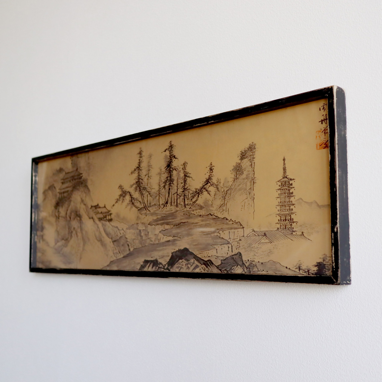 雪舟「山水長巻図　初秋の図」 木製フレーム｜絵画 インテリア アート 葛飾北斎 富嶽三十六景 神奈川県沖 壁掛け スタンド フィルム 光に透けるアート 複製画 MOSHA-PRO MOSHA-COLLE