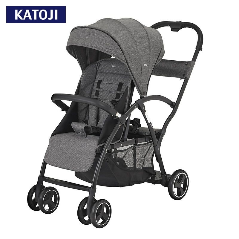 ベビーカー 2-Seater next（ブラックチェック）｜カトージ KATOJI 2人乗り お出かけ お散歩 子ども 旅行 キッズ 兄弟 姉妹 ブラック チェック 二人 兄弟 姉妹 キッズシート キッズボード