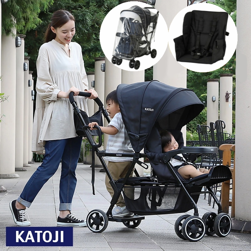 KATOJI 二人でゴー ベビーカー ブラック 3点セット ベビーカー 二人でゴー（ブラック）3点セット｜カトージ KATOJI
