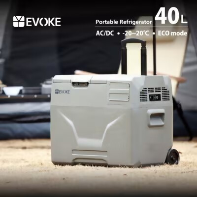 【EVOKE/イヴォーグ公式】 GLAZE40 ポータブル冷蔵庫40L（グレー）｜ 車載冷蔵庫 車載 冷凍庫 冷蔵庫 40L ポータブル冷蔵庫 車載用冷蔵庫 ポータブル 冷凍庫 アウトドア キャンプ クーラーボックス バッテリー別売り 防災 避難 家族 愛知県 岐阜県 名古屋 acct EVOKE