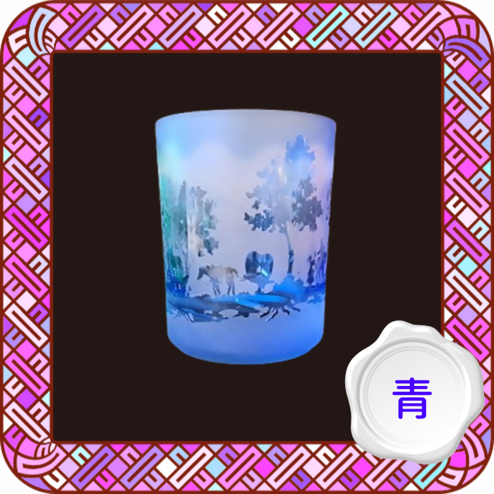 サンドブラストグラス(ガラス彫刻)青色｜ガラス彫刻 ガラス オリジナル サンドブラスト 犬山城下町 思い出 犬山城 犬山 城 おみやげ プレゼント 贈り物 贈答 観光 土産 みやげ 記念 愛知県 岐阜県 名古屋