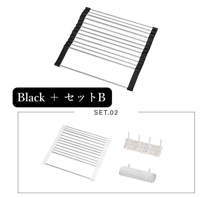 【FLOAD/フロード公式】 水切りマット（ブラック/タイプB）｜ 水切りラック スリム 水切りかご シンク内 水切りマット 大判 シリコン 水切りカゴ 水切り 折りたたみ シンク上 キッチン用品 愛知県 岐阜県 名古屋 acct FLOAD