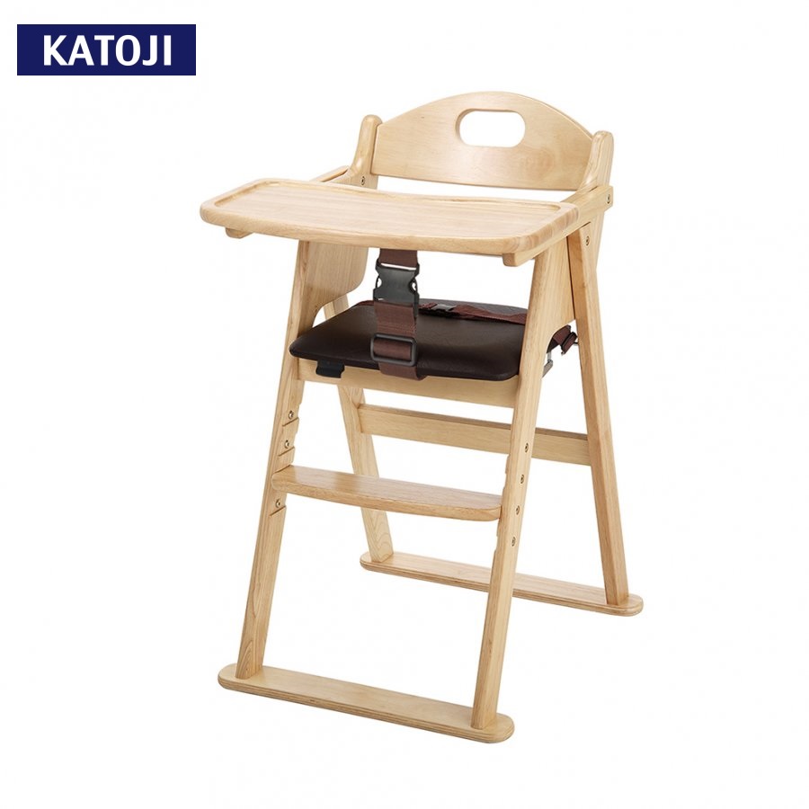 木製ワイドハイチェア ステップ切り替え（アジャスター付）（ナチュラル）｜カトージ KATOJI 子ども 赤ちゃん 幼児 椅子 ブランド 子育て 家具 おしゃれ かわいい 折りたたみ ハイチェア キッズチェア チャイルドチェア 木製 子供用 ナチュラル