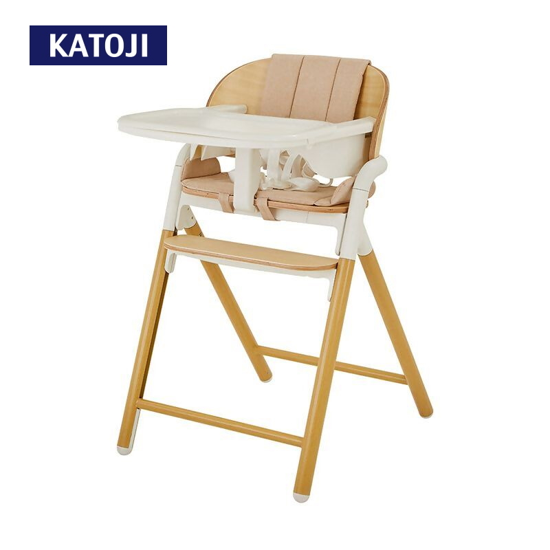 ベビーチェアEmil（ナチュラル）｜カトージ KATOJI ブランド 子育て 子ども 子供 椅子 コンパクト かわいい ハイチェア アルミニウム 木工 ナチュラル ツートーン 2トーン お手入れ簡単 取り外し