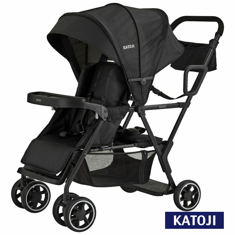 ベビーカー 二人でゴー（ブラック）｜カトージ KATOJI ブランド 子育て お出かけ 2人乗り 二人乗り お散歩 子ども 子供 旅行 キッズ 兄弟 姉妹 コンパクト スタイリッシュ おしゃれ 赤ちゃん ベビー ベビーカー 2人でゴー