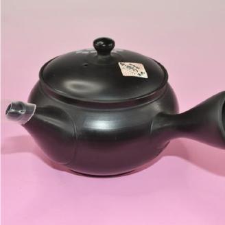 常滑焼急須　黒泥　白桜