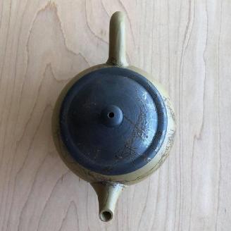 三代片山白山作 緑泥藻がけ茶銚（木）